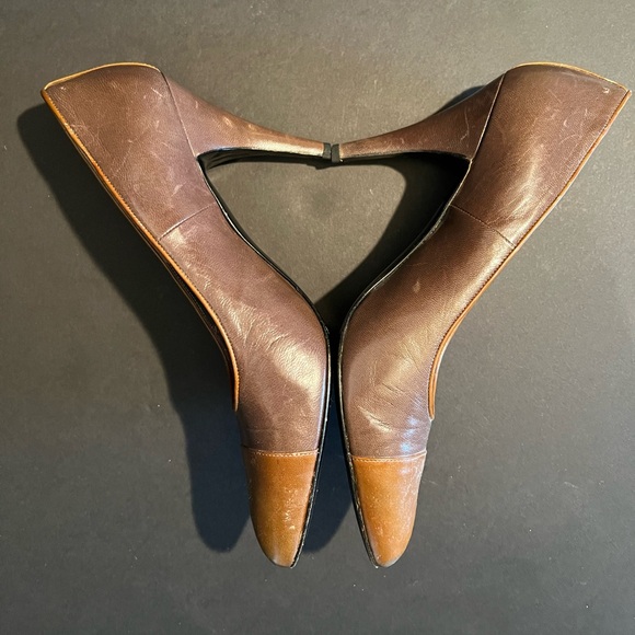 VINTAGE Givenchy Chaussures Brown Leather Pumps - Picture 3 of 12